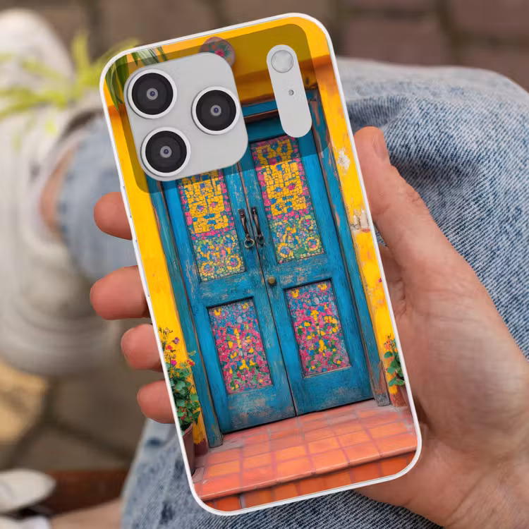 Deuren - Kleurrijk - Planten Telefoonhoesje iPhone 17 Pro klein -sfeer2