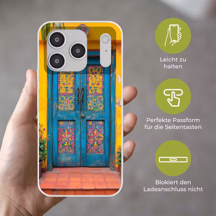 Deuren - Kleurrijk - Planten Telefoonhoesje iPhone 17 Pro klein -sfeer3_DE