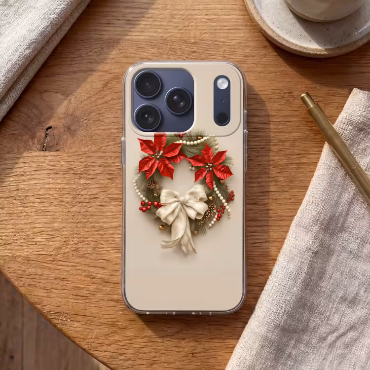 Deurkrans - Strik - Kerst - Rood - Groen Telefoonhoesje iPhone 17 Pro klein -sfeer1