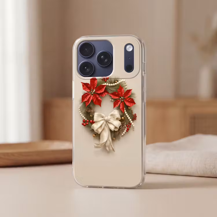 Deurkrans - Strik - Kerst - Rood - Groen Telefoonhoesje iPhone 17 Pro klein -sfeer2