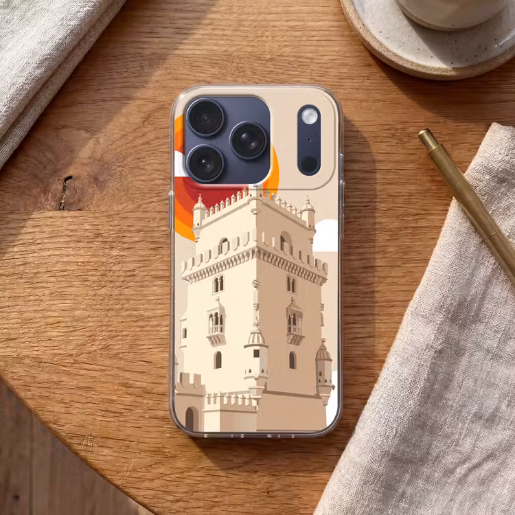 Toren - Rivier - Architectuur - Modern - Oranje Telefoonhoesje iPhone 17 Pro klein -sfeer1