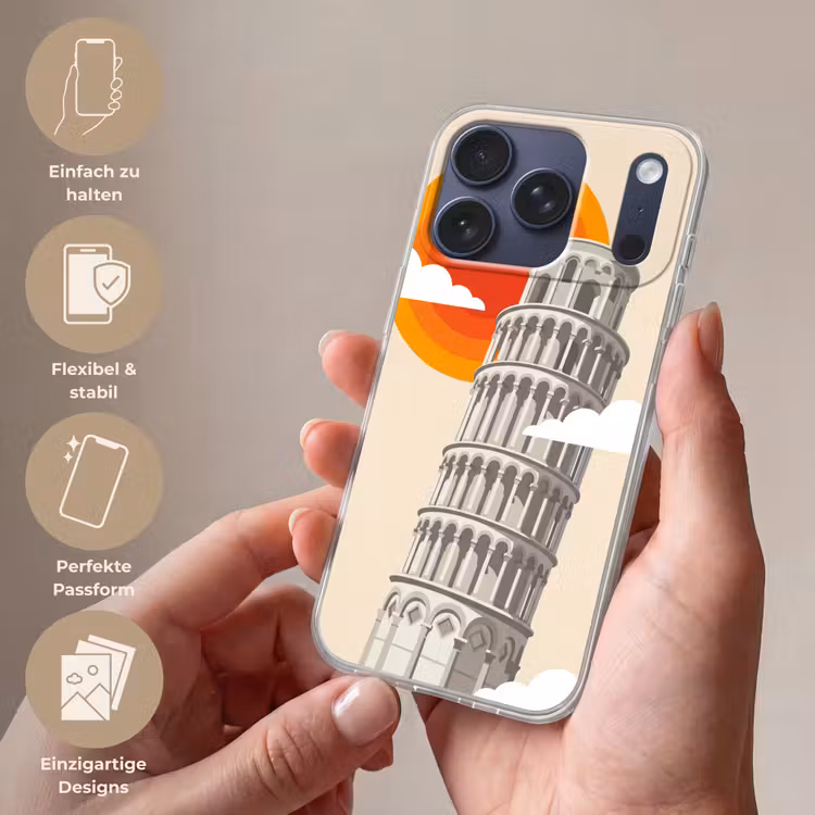 Toren - Pisa - Architectuur - Minimalistisch - Beige Telefoonhoesje iPhone 17 Pro klein -sfeer3_DE