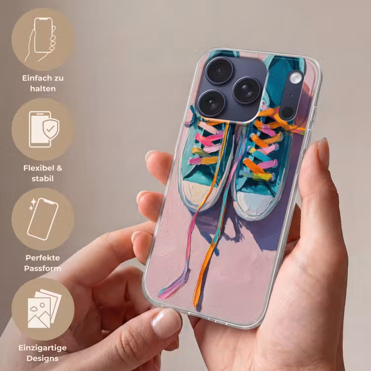 Sneakers - Veters - Kleurrijk - Schaduw Telefoonhoesje iPhone 17 Pro klein -sfeer3_DE