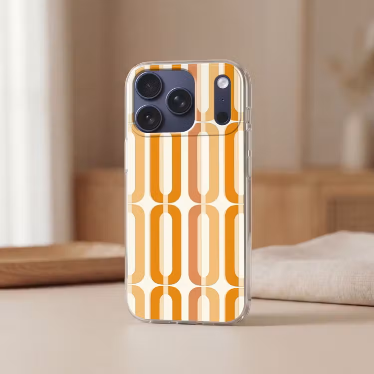 U-vorm - Retro - Oranje Telefoonhoesje iPhone 17 Pro klein 878 -sfeer2