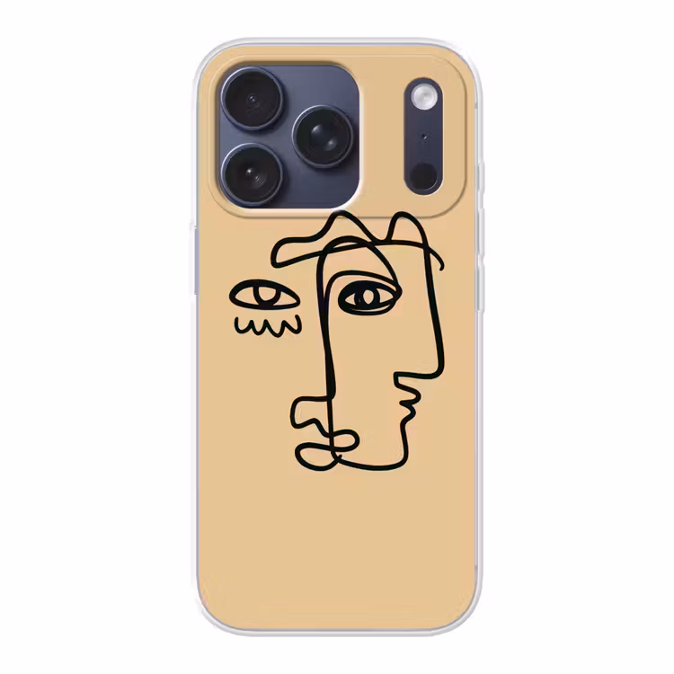 Overlappende profielen - Lichtbruin - Zwart Telefoonhoesje iPhone 17 Pro klein -3d