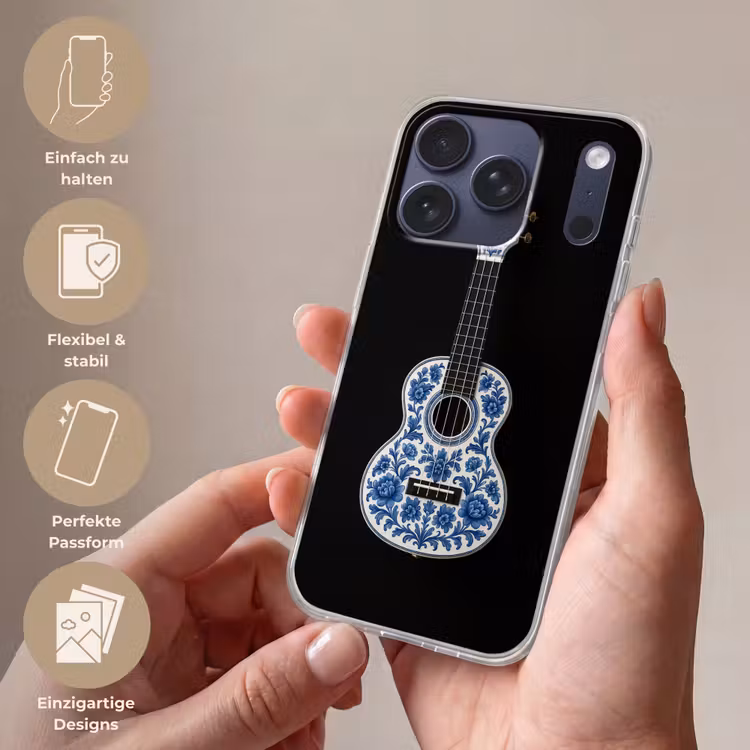 Ukelele - Delfts - Blauw - Muziek Telefoonhoesje iPhone 17 Pro klein -sfeer3_DE