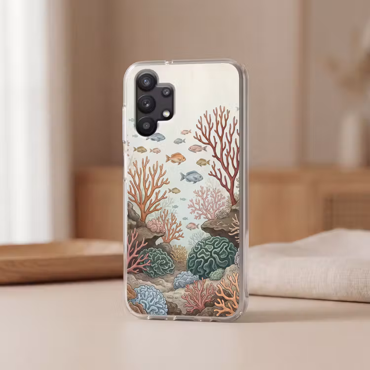 Onderwater - Koraal - Vis - Natuur Telefoonhoesje Samsung Galaxy A32 5G klein -sfeer2