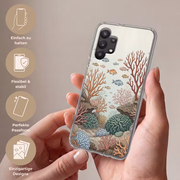Onderwater - Koraal - Vis - Natuur Telefoonhoesje Samsung Galaxy A32 5G klein -sfeer3_DE