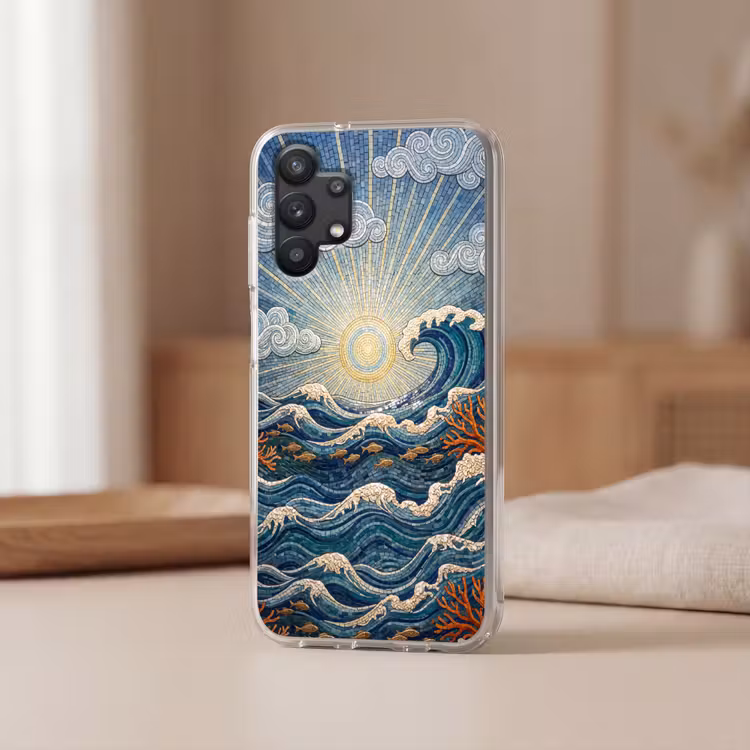 Onderwater - Koraal - Vis - Natuur - Kunst Telefoonhoesje Samsung Galaxy A32 5G klein -sfeer2