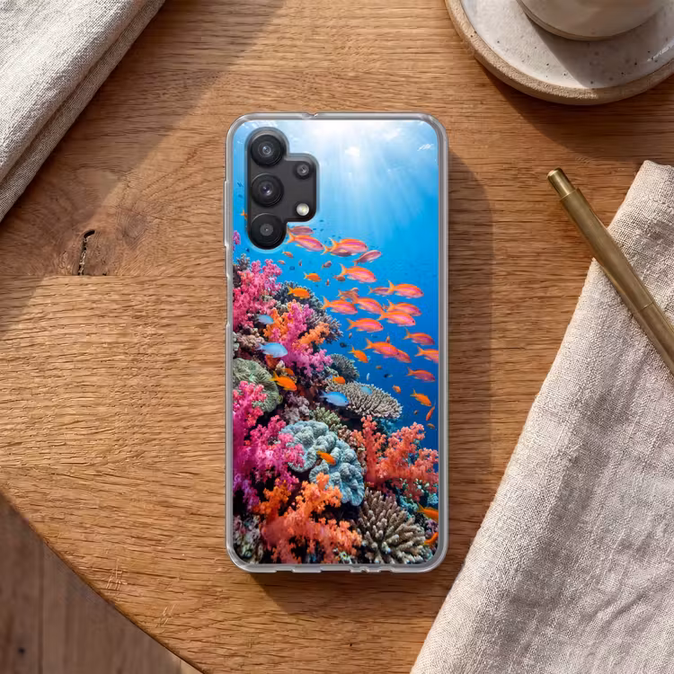 Onderwater - Koraalrif - Vissen - Oceaan - Natuur Telefoonhoesje Samsung Galaxy A32 5G klein -sfeer1