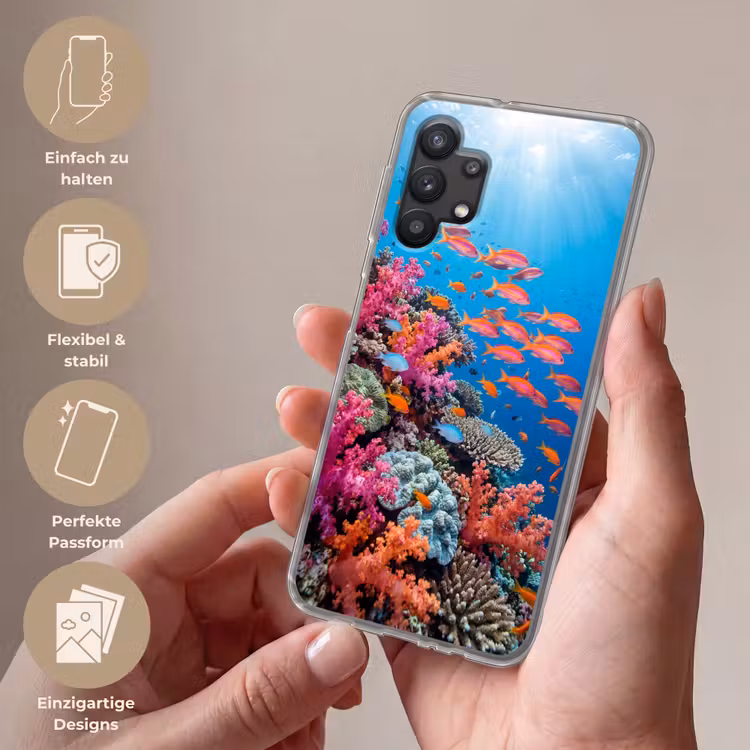 Onderwater - Koraalrif - Vissen - Oceaan - Natuur Telefoonhoesje Samsung Galaxy A32 5G klein -sfeer3_DE