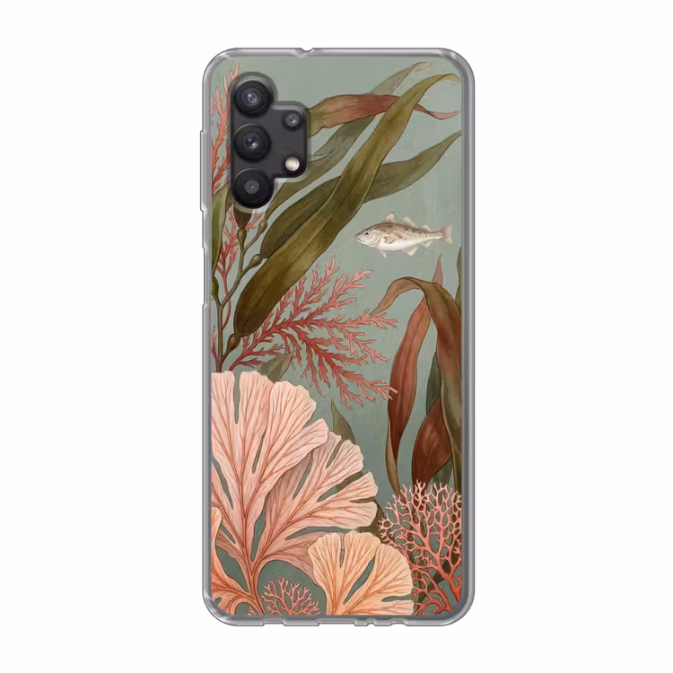 Onderwater - Planten - Vis - Vintage - Groen Telefoonhoesje Samsung Galaxy A32 5G klein -3d