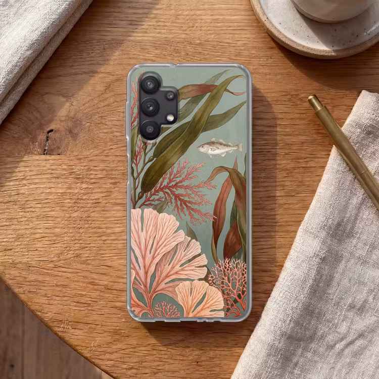 Onderwater - Planten - Vis - Vintage - Groen Telefoonhoesje Samsung Galaxy A32 5G klein -sfeer1