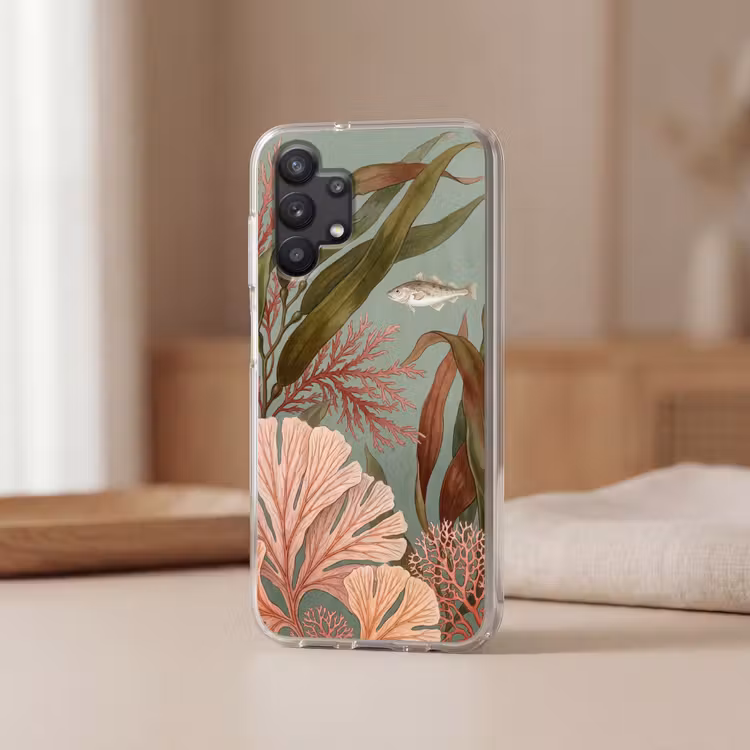 Onderwater - Planten - Vis - Vintage - Groen Telefoonhoesje Samsung Galaxy A32 5G klein -sfeer2