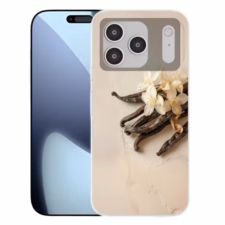 Vanille - Bloemen - Beige Telefoonhoesje iPhone 17 Pro klein -3d