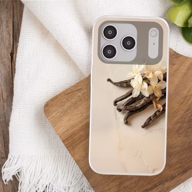 Vanille - Bloemen - Beige Telefoonhoesje iPhone 17 Pro klein -sfeer1