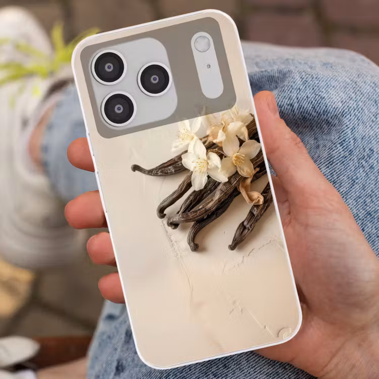 Vanille - Bloemen - Beige Telefoonhoesje iPhone 17 Pro klein -sfeer2