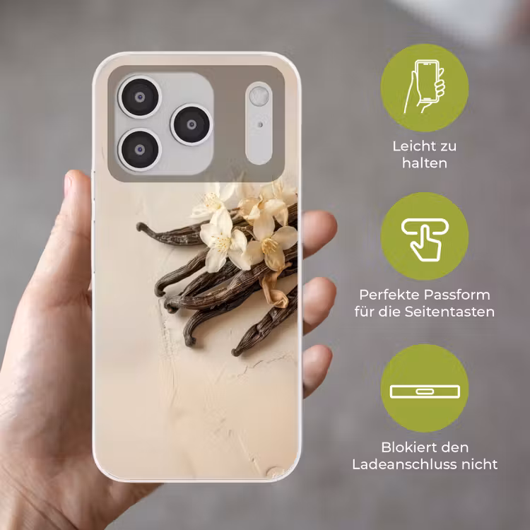 Vanille - Bloemen - Beige Telefoonhoesje iPhone 17 Pro klein -sfeer3_DE