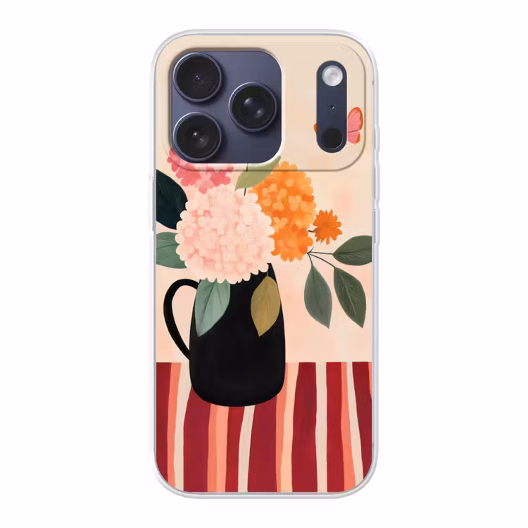 Vaas - Bloemen - Vlinder - Rood Telefoonhoesje iPhone 17 Pro klein -3d