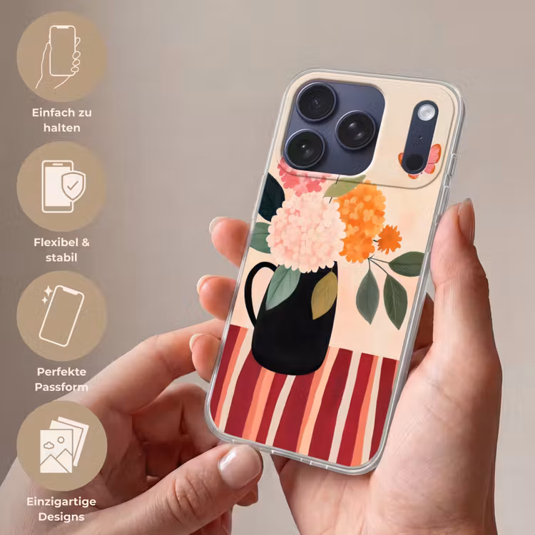 Vaas - Bloemen - Vlinder - Rood Telefoonhoesje iPhone 17 Pro klein -sfeer3_DE