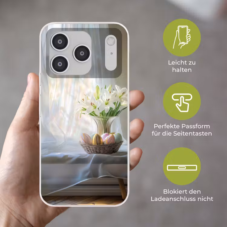 Vaas - Eieren - Bloemen Telefoonhoesje iPhone 17 Pro klein -sfeer3_DE