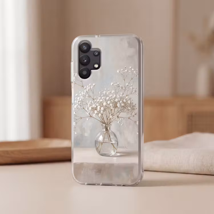 Vaas - Gipskruid - Wit Telefoonhoesje Samsung Galaxy A32 5G klein -sfeer2