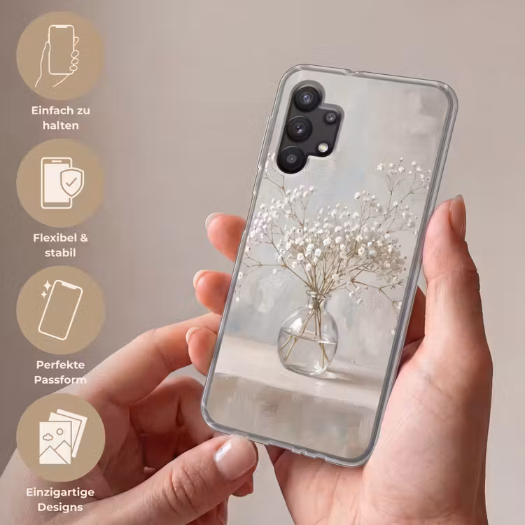Vaas - Gipskruid - Wit Telefoonhoesje Samsung Galaxy A32 5G klein -sfeer3_DE
