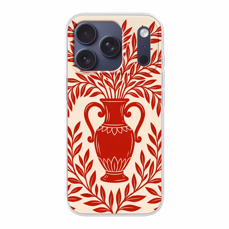 Vaas - Planten - Decoratie - Abstract - Rood Telefoonhoesje iPhone 17 Pro klein -3d