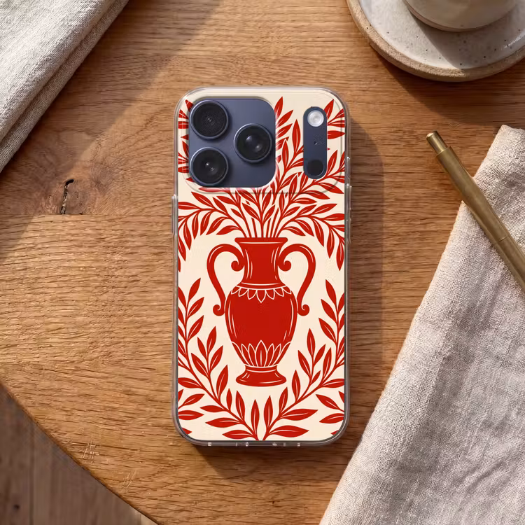 Vaas - Planten - Decoratie - Abstract - Rood Telefoonhoesje iPhone 17 Pro klein -sfeer1