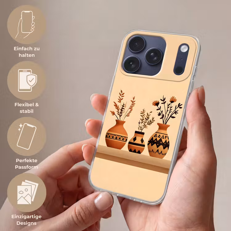 Vazen - Bloemen - Bladeren - Minimalistisch Telefoonhoesje iPhone 17 Pro klein -sfeer3_DE