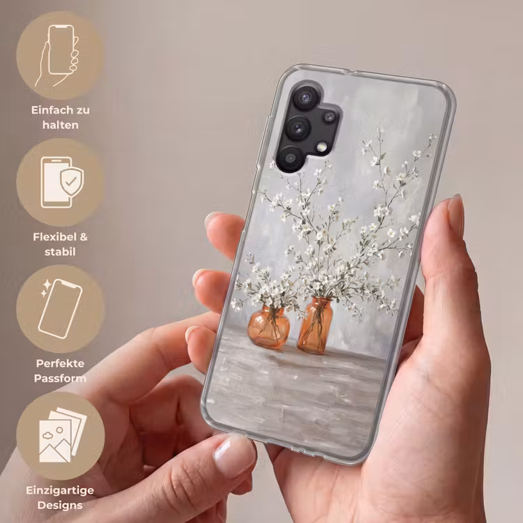 Vazen - Bloemen - Oranje Telefoonhoesje Samsung Galaxy A32 5G klein -sfeer3_DE