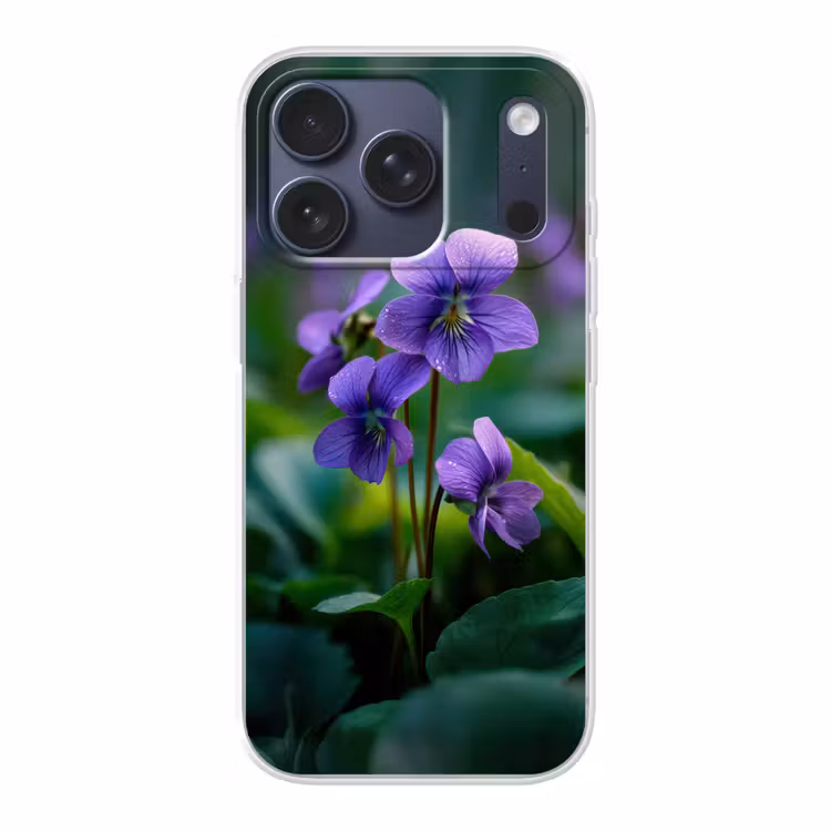 Viooltjes - Paars - Bloem - Bladeren Telefoonhoesje iPhone 17 Pro klein -3d