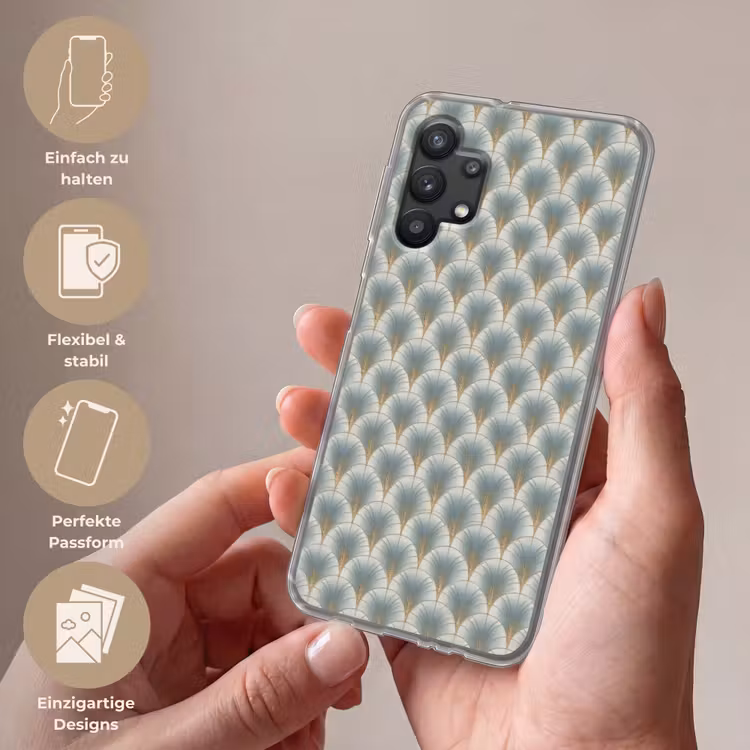 Waaier - Klassiek - Blauw Telefoonhoesje Samsung Galaxy A32 5G klein 346 -sfeer3_DE