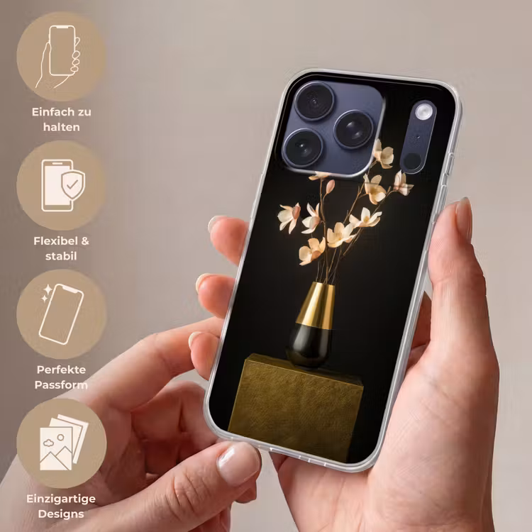 Sierlijk - Boeket - Goud - Vaas Telefoonhoesje iPhone 17 Pro klein -sfeer3_DE
