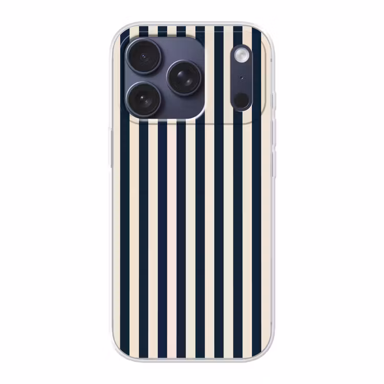 Verticale strepen - Blauw - Crème Telefoonhoesje iPhone 17 Pro klein 878 -3d