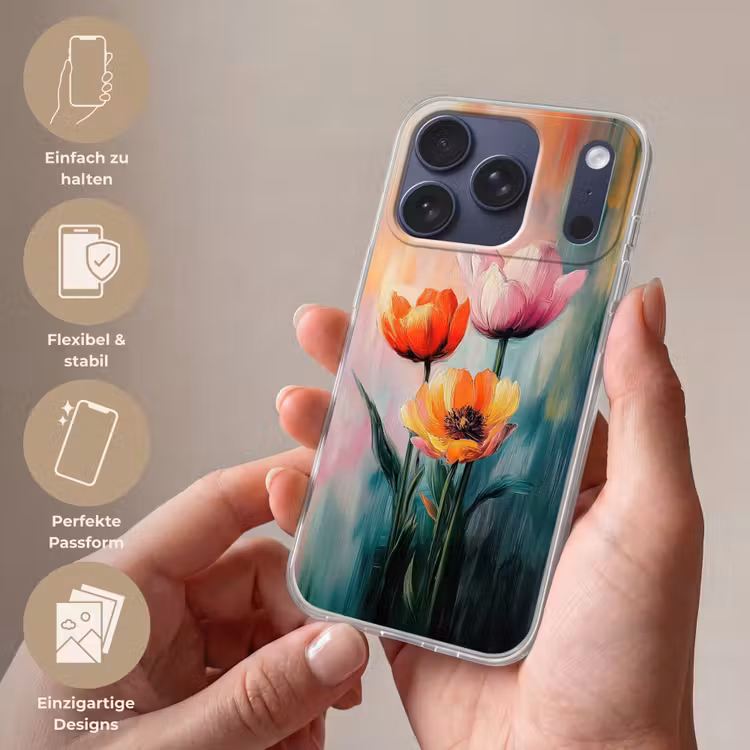 Dromerig - Bloemen - Verfijnde details Telefoonhoesje iPhone 17 Pro klein -sfeer3_DE