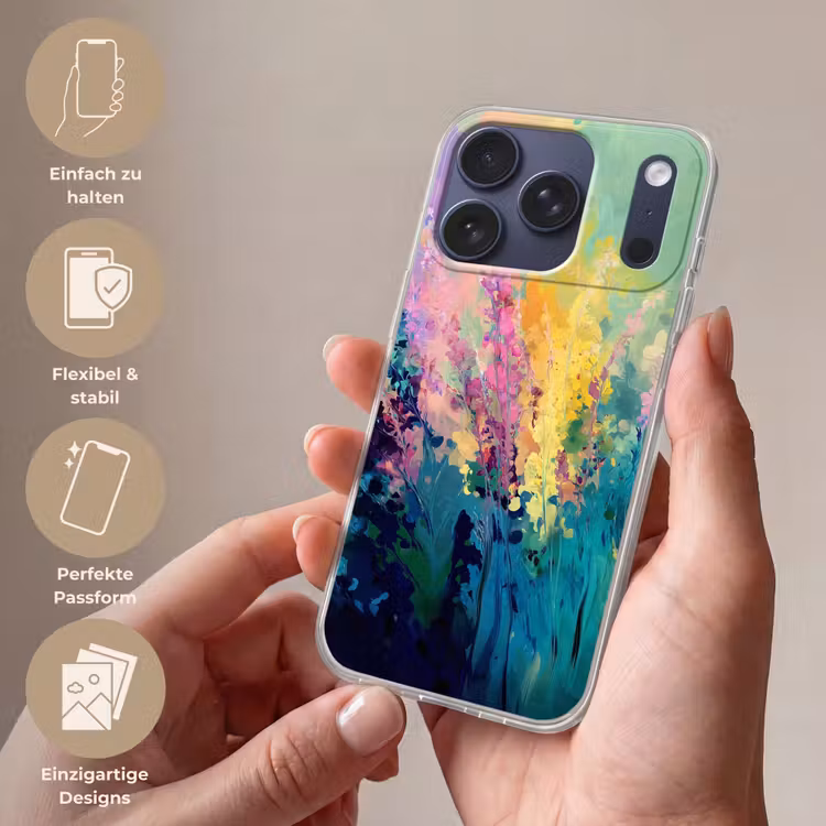 Dromerige - Langgerekte bloemen Telefoonhoesje iPhone 17 Pro klein -sfeer3_DE