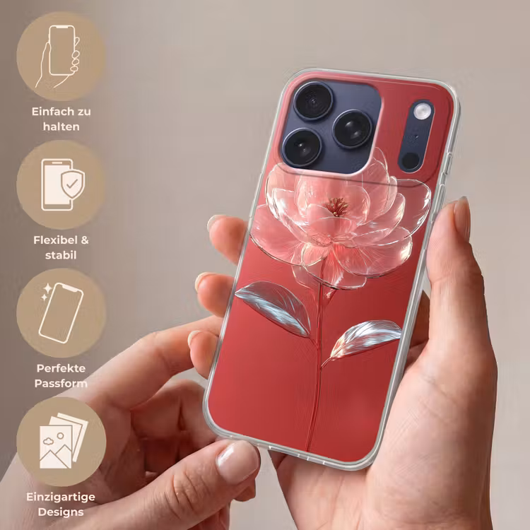 Sierlijk - Bloem - Roze - Glazen Telefoonhoesje iPhone 17 Pro klein -sfeer3_DE