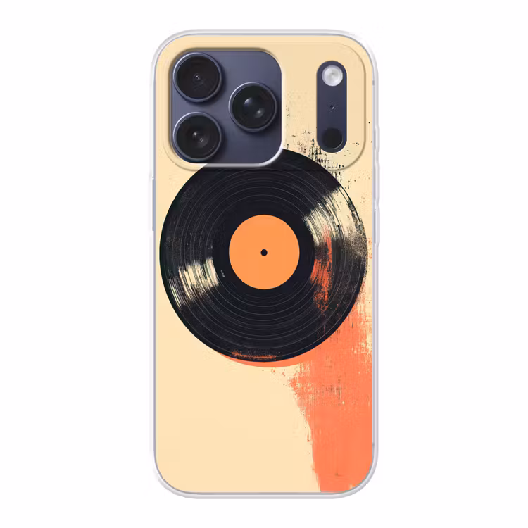 Vinylplaat - Zwart - Verfspatten - Retro Telefoonhoesje iPhone 17 Pro klein -3d