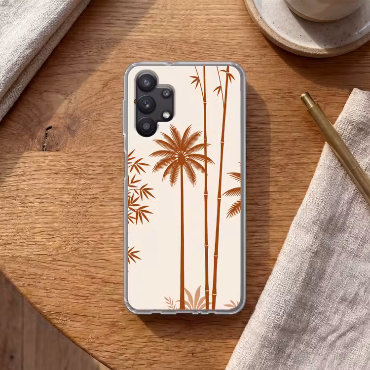 Vogel - Boom - Tropisch - Minimalistisch - Bruin Telefoonhoesje Samsung Galaxy A32 5G klein -sfeer1