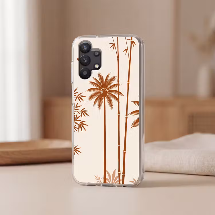 Vogel - Boom - Tropisch - Minimalistisch - Bruin Telefoonhoesje Samsung Galaxy A32 5G klein -sfeer2