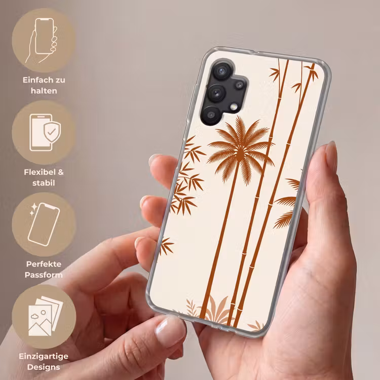 Vogel - Boom - Tropisch - Minimalistisch - Bruin Telefoonhoesje Samsung Galaxy A32 5G klein -sfeer3_DE