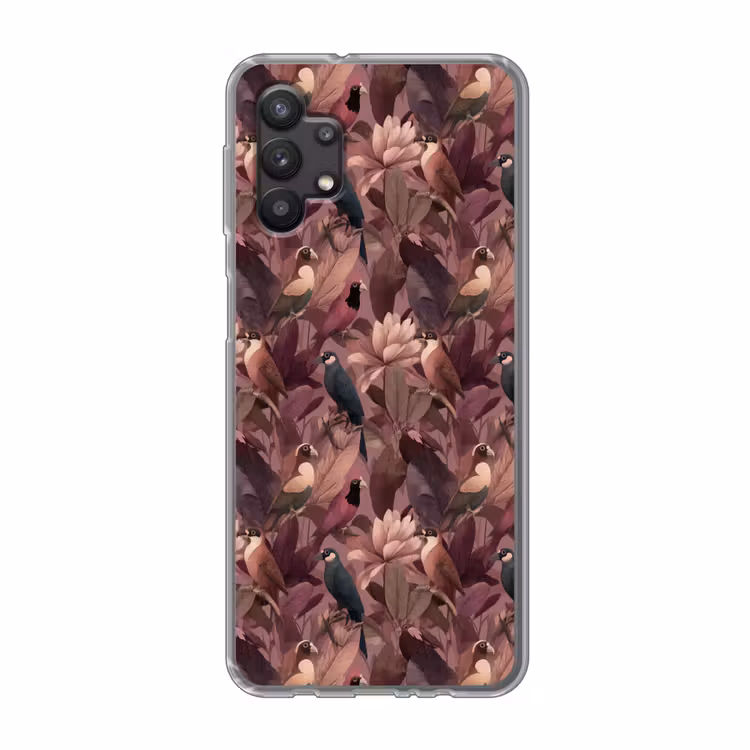 Vogels - Bladeren - Roze Telefoonhoesje Samsung Galaxy A32 5G klein 346 -3d