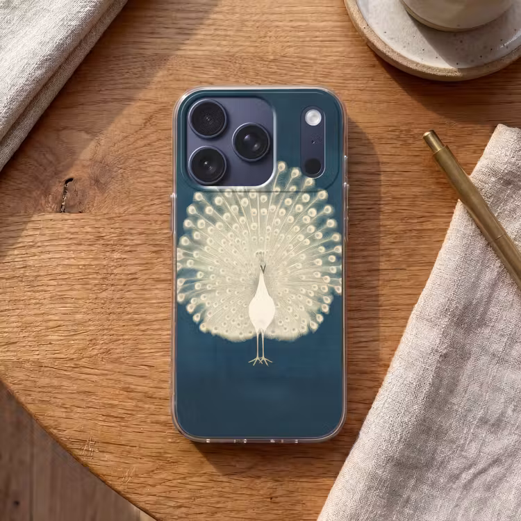 Vogel - Blauw - Vintage Telefoonhoesje iPhone 17 Pro klein -sfeer1