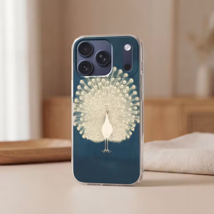 Vogel - Blauw - Vintage Telefoonhoesje iPhone 17 Pro klein -sfeer2