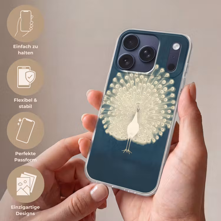 Vogel - Blauw - Vintage Telefoonhoesje iPhone 17 Pro klein -sfeer3_DE