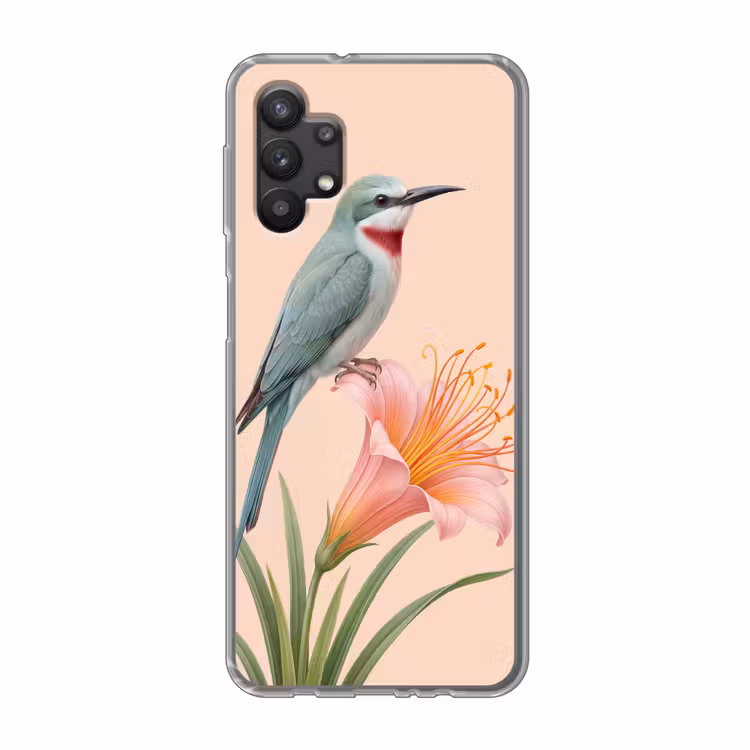 Vogel - Bloem - Natuur - Roze Telefoonhoesje Samsung Galaxy A32 5G klein -3d