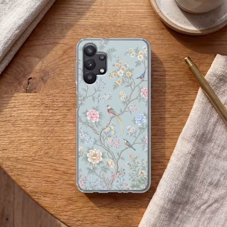 Vogel - Bloemen - Kleurrijk Telefoonhoesje Samsung Galaxy A32 5G klein -sfeer1