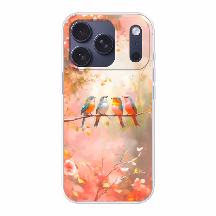Vogels - Kleurrijk - Tak Telefoonhoesje iPhone 17 Pro klein -3d