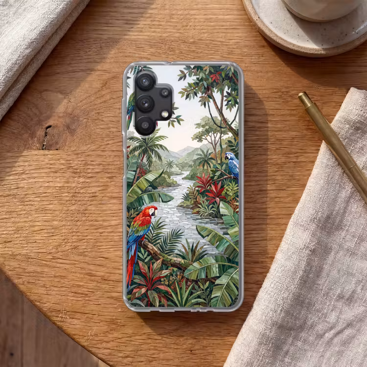 Vogel - Jungle - Natuur - Mozaïek - Groen Telefoonhoesje Samsung Galaxy A32 5G klein -sfeer1